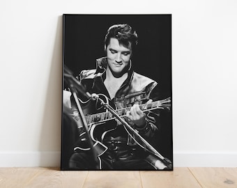 Póster vintage de Elvis Presley, arte mural de rock and roll retro, impresión de póster de leyenda de la música, decoración de música clásica, arte mural imprimible, regalo de Elvis