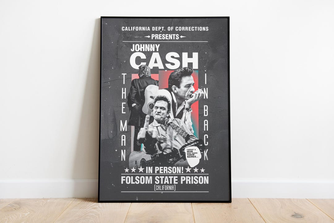 Johnny Cash Poster Vintage Style, Country Music Wall Art, Retro Music ...
