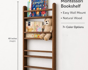 Montessori Wall Bookshelf, Kids Room Book Display, Space Saver Organizer