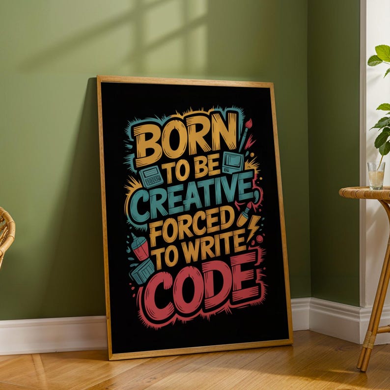Born Creative Forced Code-poster – Gatukonsttypografi, livfulla färger (digital nedladdning) bild 7