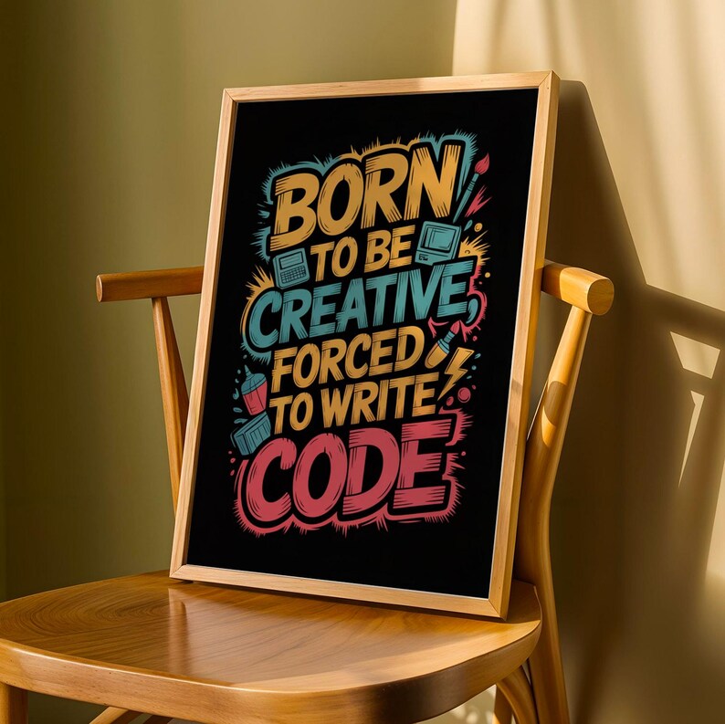 Born Creative Forced Code-poster – Gatukonsttypografi, livfulla färger (digital nedladdning) bild 4