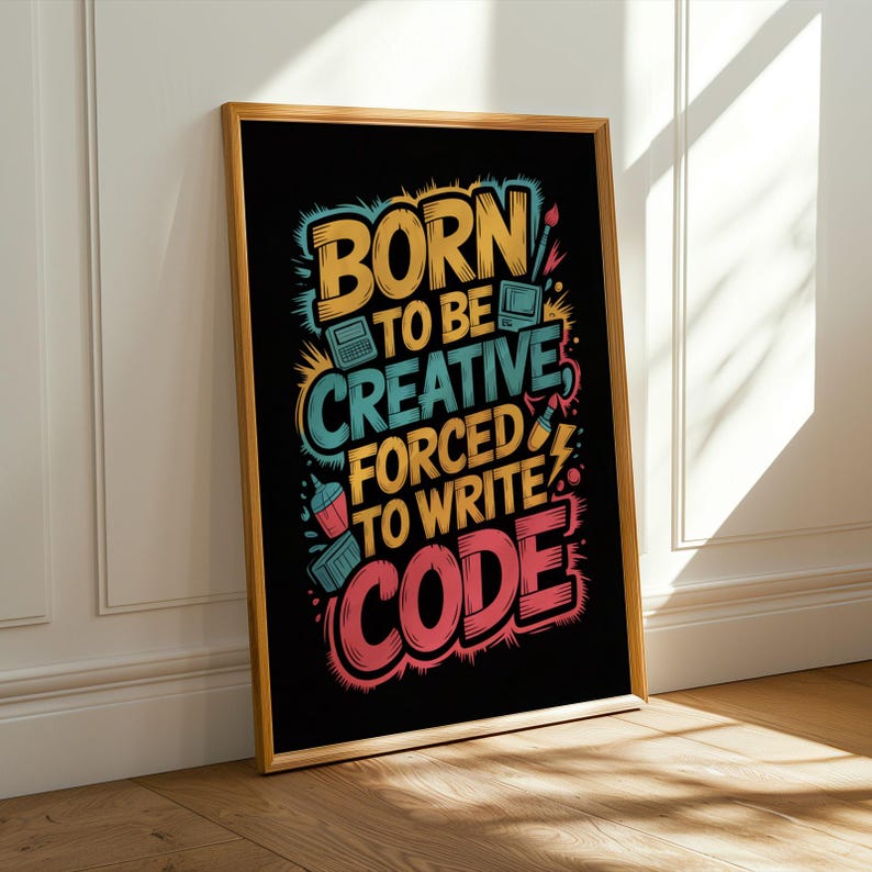 Born Creative Forced Code-poster – Gatukonsttypografi, livfulla färger (digital nedladdning) bild 8