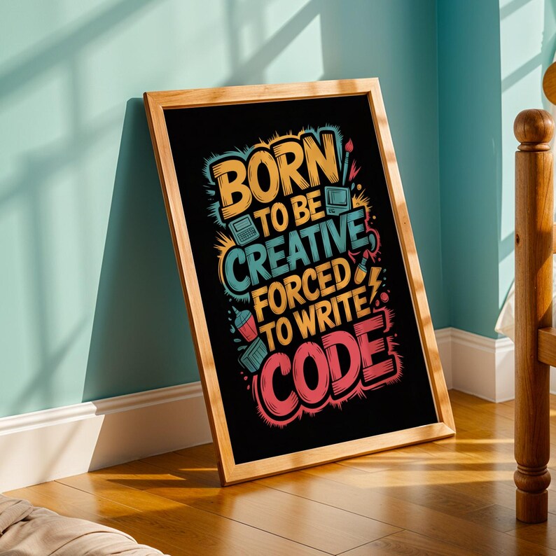 Born Creative Forced Code-poster – Gatukonsttypografi, livfulla färger (digital nedladdning) bild 6