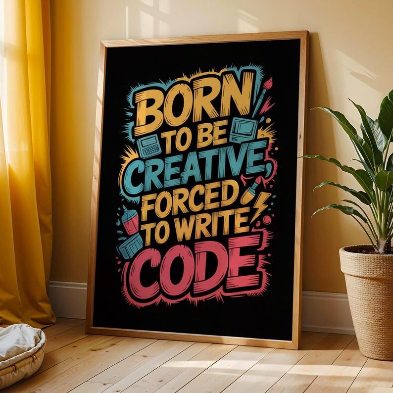 Born Creative Forced Code-poster – Gatukonsttypografi, livfulla färger (digital nedladdning) bild 3