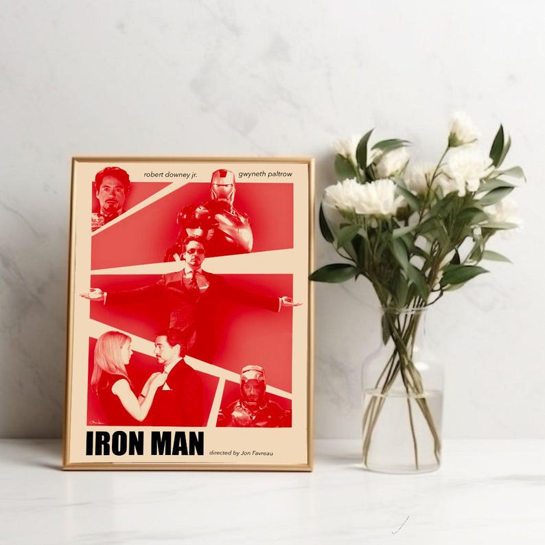 Iron Man Movie Poster Marvel Avengers Wall Art, Cinematic Movie Print ...