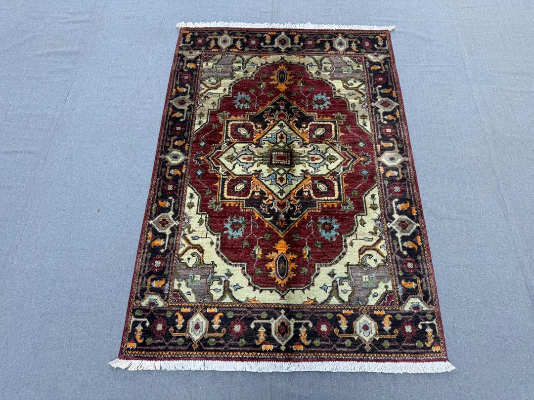 Heriz Wool Area Rug 3x4 Ft Traditional Medallion Oriental Carpet - Etsy