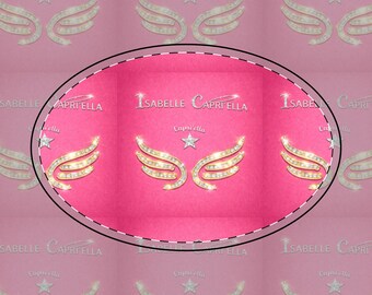 Gold Wing Pattern Straw Shoulder Bag | Pink Logo Print