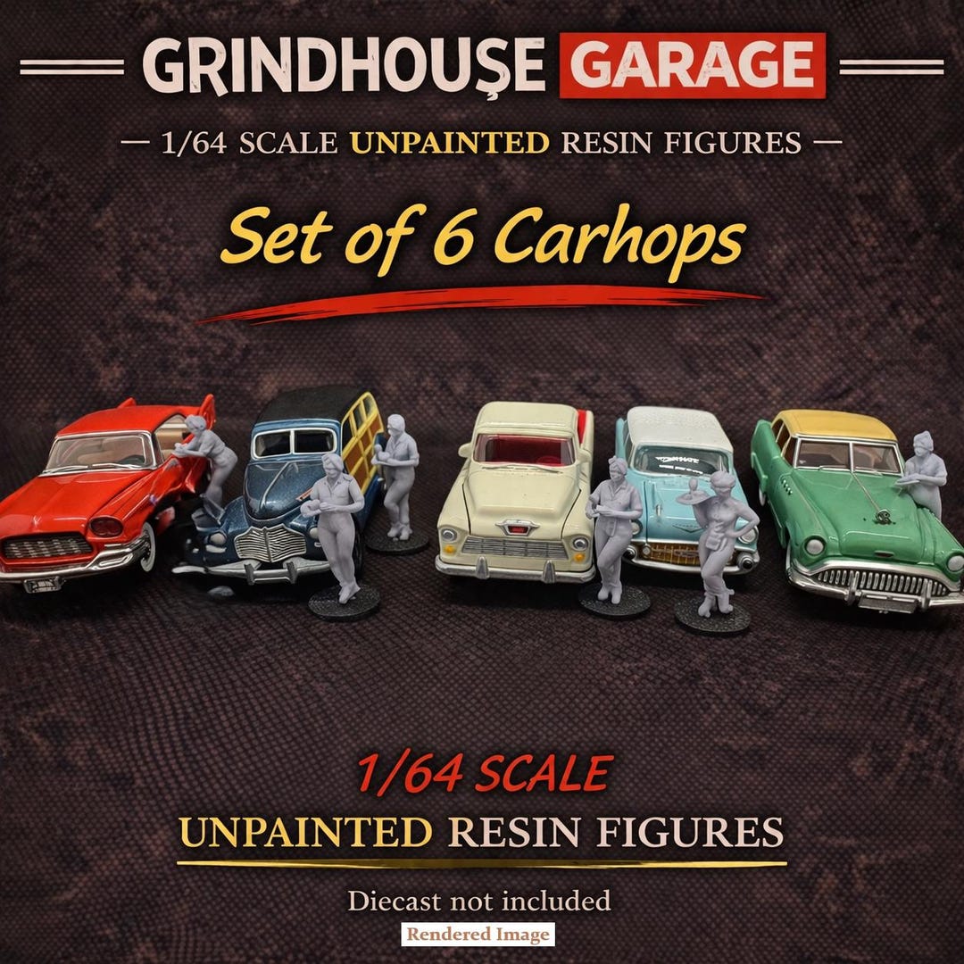 ☆American graffiti GARAGE ２Set　　　　　【一点物】 1/64 Unpainted Carhop Figure Set (american Graffiti) for Diecast