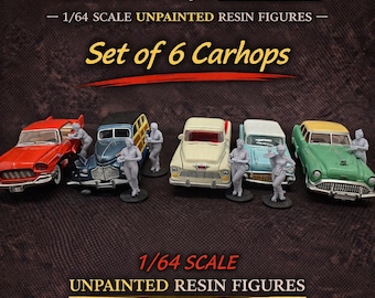 Figura de camarera sin pintar a escala 1/64 (American Graffiti) para maquetas de metal fundido.