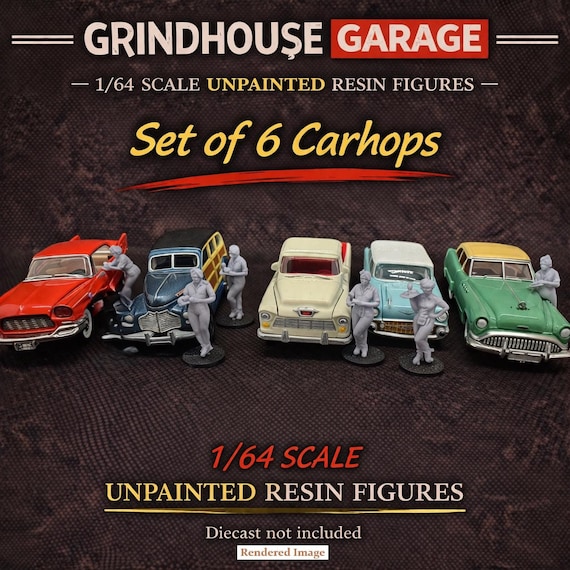 American Graffiti ミニカーセット 1/64 Unpainted Carhop Figure Set (american Graffiti) for Diecast