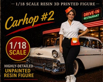 1/18 scale "Carhop #2" resin 3D printed  figure (from American Graffiti)