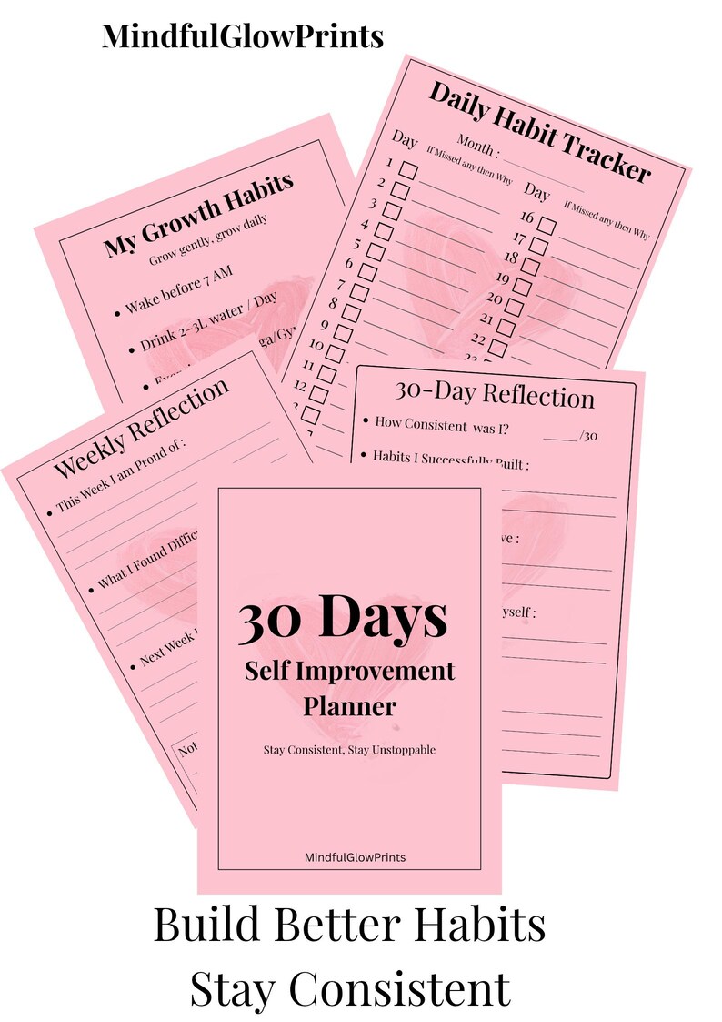 30-day Habit Tracker Printable | Minimalist Self Improvement Planner ...