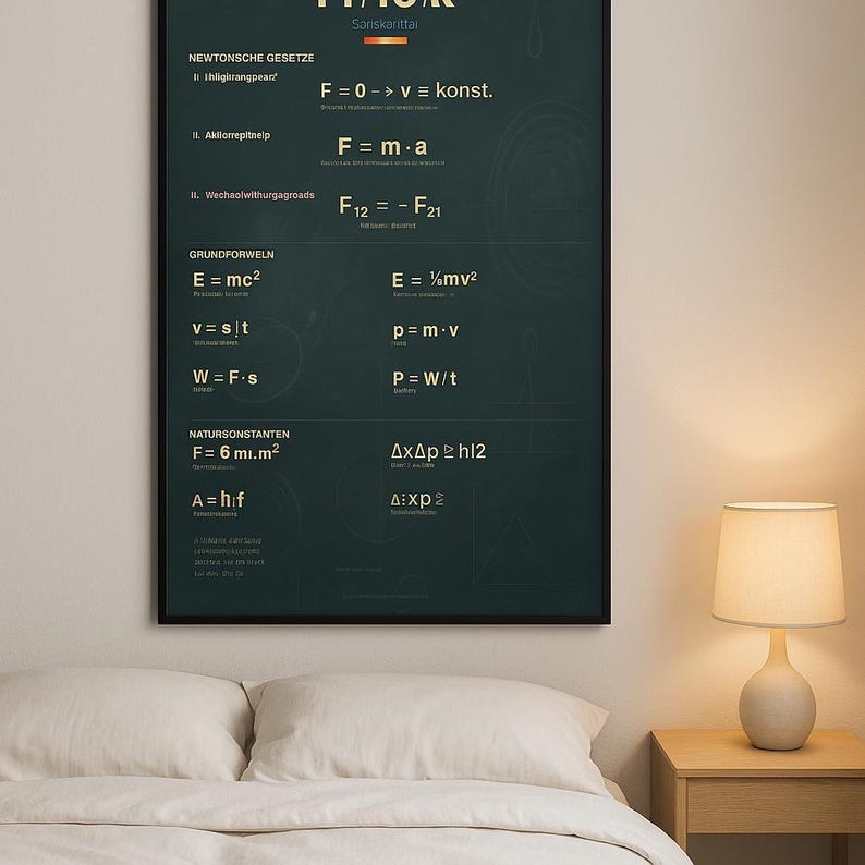 Physics Cheat Sheet Poster | German Formulas | Newton Laws | Physicist ...