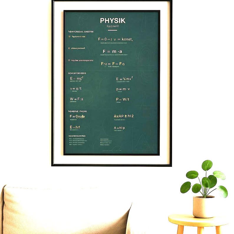 Physics Cheat Sheet Poster | German Formulas | Newton Laws | Physicist ...