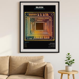 Processor Chip Art Poster | Silicon Die Microscope Photo | Engineer Gift | Tech Wall Decor