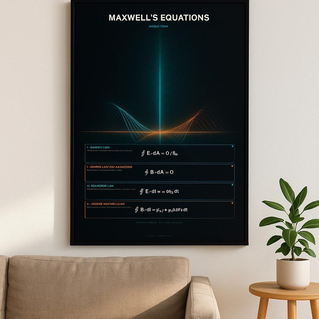 Maxwell's Equations Poster | Electromagnetic Physics Wall Art ...