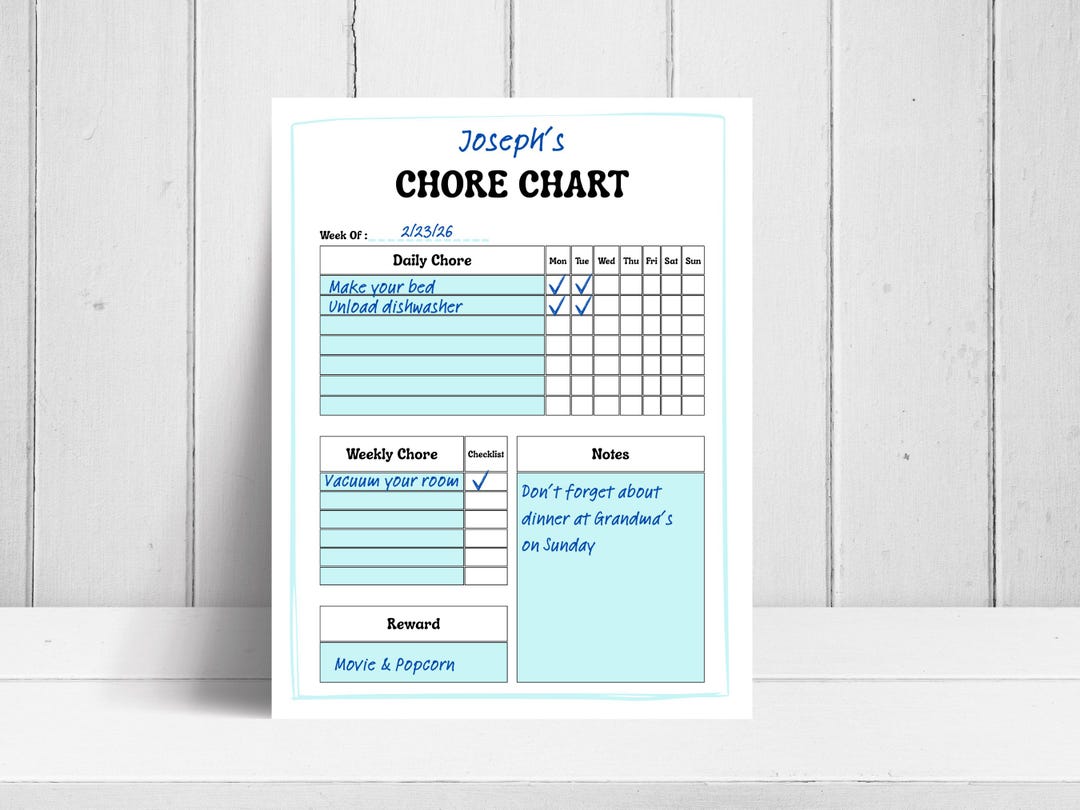 Weekly & Daily Chore Charts for Teens | Fillable Printable ...