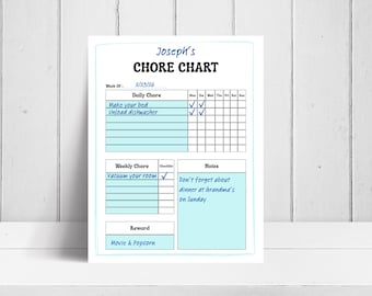 Tableaux des tâches hebdomadaires et quotidiennes pour les adolescents | Liste des responsabilités imprimable à remplir - 5 couleurs