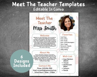 Meet The Teacher Flyer Template | Back to School Letter & Newsletter | Canva Editable Design