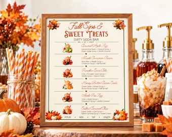 Fall Dirty Soda Bar Printable | Dirty Soda Menu & Build Your Own Soda Bar Sign | Autumn Party Drink Station Decor | Thanksgiving Drinks