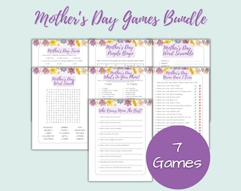 Lot de jeux fête des mères, jeux de société pour mamans, jeux brise-glace, jeux de mots, jeux de groupe pour enfants et adultes, activité goûter des mères