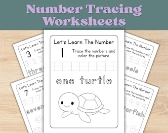 Number Tracing 1-10 Worksheets for Preschool, Math & Counting Practice, Toddler Math Activity, Daycare Fine Motor Skills Coloring Pages
