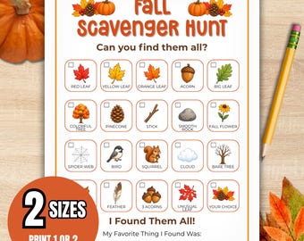 Fall Scavenger Hunt for Kids | Nature Scavenger Hunt | Autumn Outdoor Activity | Family Fall Game | Great for Backyard, Camping, & Park