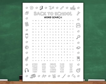Back To School Word Search Game | First Day Of School Class Activity For Elementary & Middle School Students | Classroom Morning Worksheet