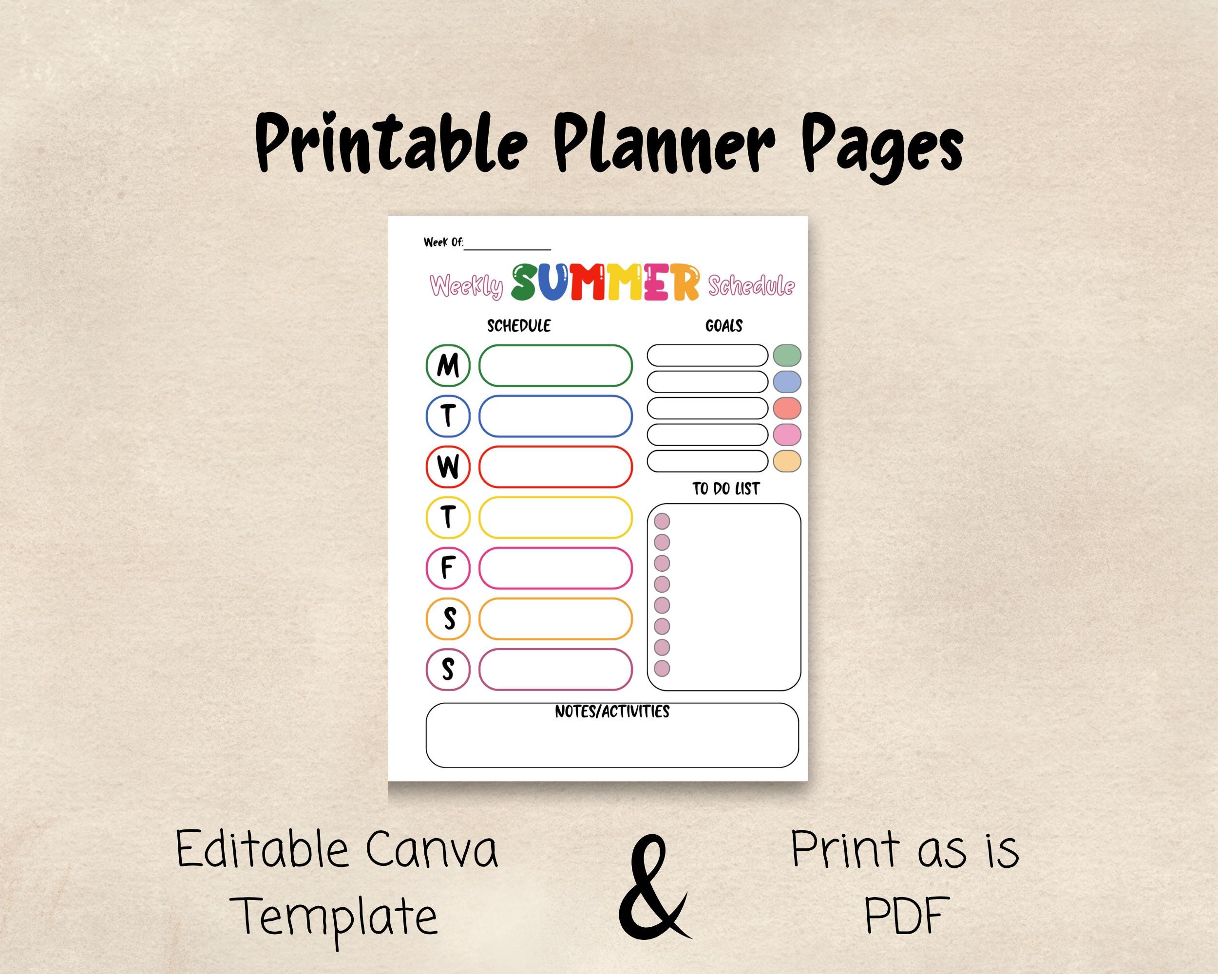 Summer Planner for Kids and Families 2026 | Editable Canva Planner ...