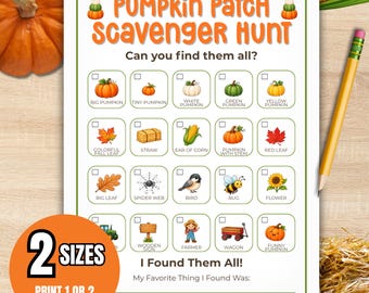Pumpkin Patch Scavenger Hunt for Kids | Printable Fall Game | Autumn Family  Outdoor Activity | Pumpkin Farm Game | Classroom Field Trip Fun