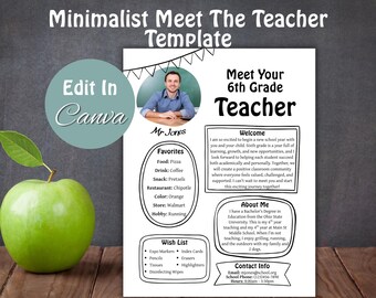 Minimalist Meet The Teacher Letter | Back to School Flyer | School Open House Newsletter |  Editable Canva Template