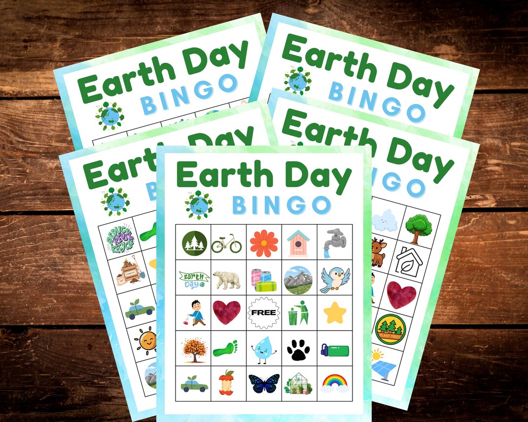 Earth Day Bingo Card Set, Printable Activity for Kids, Classroom Game ...