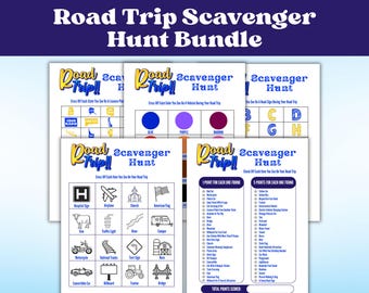 Road Trip Scavenger Hunt Bundle | Printable Travel Games for Kids & Family Fun | Family Car Ride Entertainment for Tweens and Teens