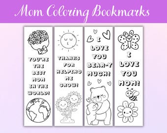 Marque-pages à colorier pour la Fête des Mères | Cadeau bricolage imprimable pour enfants | Activité manuelle pour l'école, l'église ou la maison | Cadeau d'anniversaire de maman