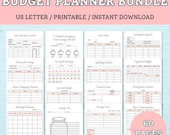 Planificateur budgétaire imprimable | Suivi financier et plans d'épargne | Planificateur d'objectifs et organisateur de dettes