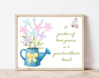 Souvenir artistique personnalisé d'empreintes digitales de grand-mère | Cadeau unique de petits-enfants pour la fête des mères ou un anniversaire | Créations imprimables d'empreintes de pouce