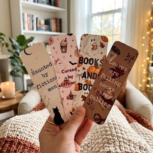 Printbare Halloween-bladwijzers | Boekenspook-bladwijzerset | Cadeau voor boekenliefhebbers | Spookachtige leesbladwijzers | Herfstbladwijzers | Halloweenfeest