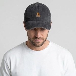 Washed Bitcoin Cap aus Bio-Baumwolle | Bitcoin Cap | Krypto Merch | Geschenk für Bitcoiner
