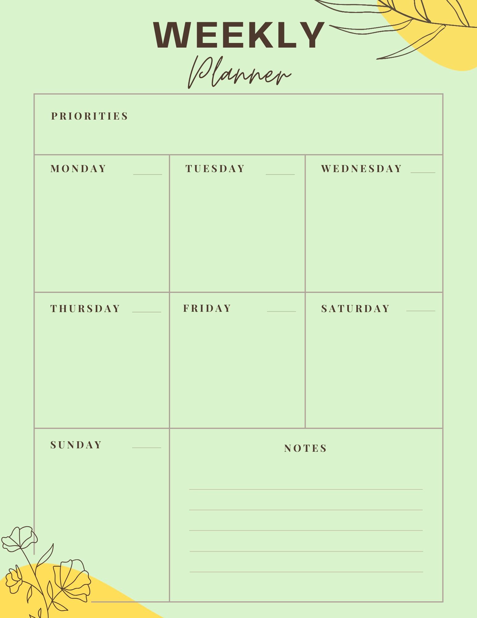 Weekly Planner Printable PDF | Instant Download - Etsy