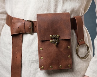 LARP Cosplay Bag | Vegan Leather Elven Belt Pouch Set | Renaissance Faire