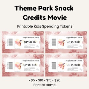 Movie Park Snack Credit Vouchers | Printable Kids Spending Tokens (PDF Download)
