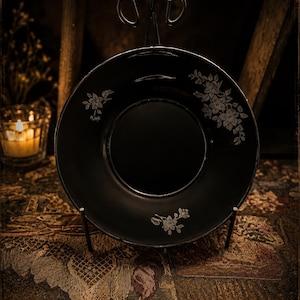 Vintage Black Amethyst Depression Glass Plate | Intuitively Chosen | Floral Etched Glass | Altar Offering Plate | Vintage Witchy Decor