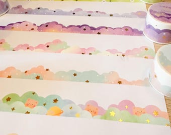 Cloud Washi Tape in 8 Different Colours with Gold Foil Detail