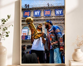 New York Knicks 2026 NBA Champions Poster, Jalen Brunson KAT Celebration Wall Art, Basketball Gift, Man Cave Decor