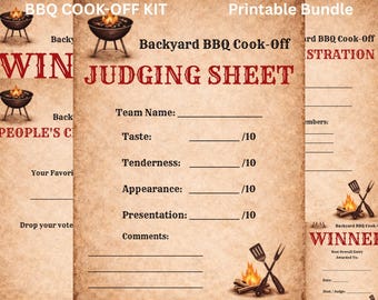 Backyard BBQ Cook-Off Printable Kit, Judging Sheet, Registration, Vote (Digital Download)