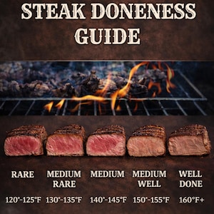 Steak Koch Anleitung zum Ausdrucken | Grilltemperatur-Diagramm (Digitaler Download)