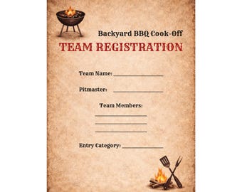 Backyard BBQ Cook Off Team Registration Sheet Printable | BBQ Competition Sign Up Form