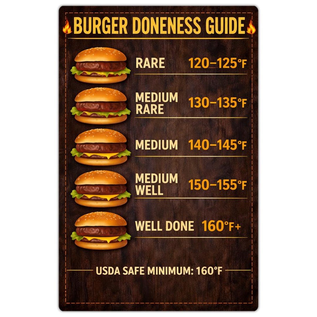 Burger Doneness Guide Magnet – BBQ Temperature Reference - Etsy