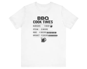 BBQ Cook Times Shirt, Grilling Cheat Sheet Tee, Pitmaster Humor, Beer Count Graphic