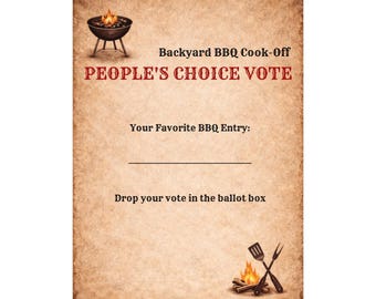 Backyard BBQ Cook-Off People's Choice Vote Ballot (Digital Download)